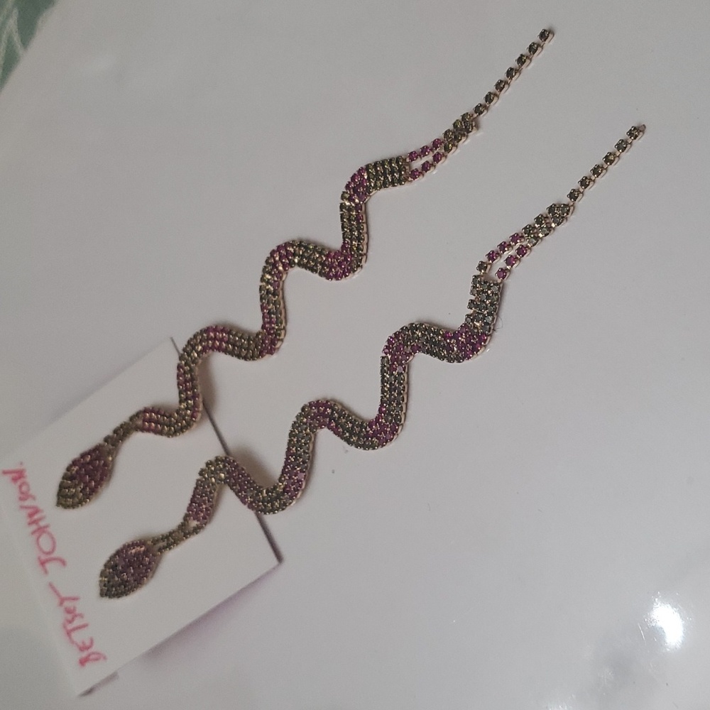 New Betsey johnson multicolor rhinestone snake earrings